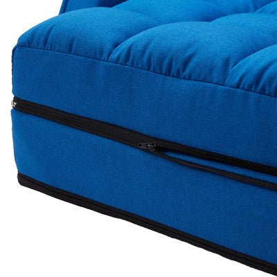 JOMEED Folding Chaise Lounge Chair Armrests and Chaise Pillow, Blue (Open Box) - VMInnovations