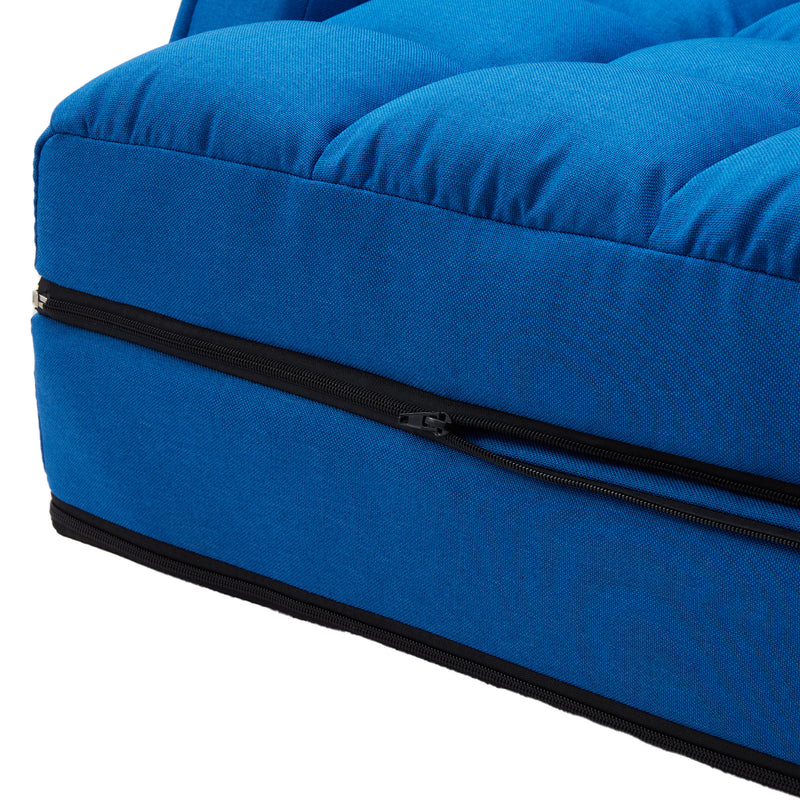 JOMEED Folding Chaise Lounge Chair Armrests and Chaise Pillow, Blue (Open Box)