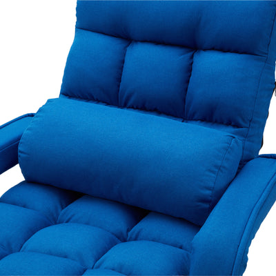 JOMEED Folding Chaise Lounge Chair Armrests and Chaise Pillow, Blue (Open Box) - VMInnovations