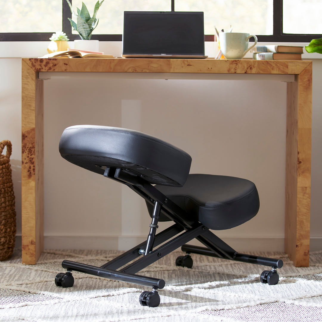 Adjustable Ergonomic Home Office Kneeling Chair with Angled Seat, Black (Used)