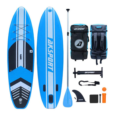 AKSPORT 10'6"x32"x6" Inflatable SUP All Around Stand Up Paddle Board Kit, Blue