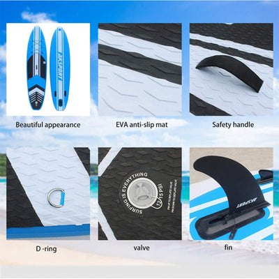AKSPORT 10'6"x32"x6" Inflatable All Around Stand Up Paddle Board Kit, Blue(Used)