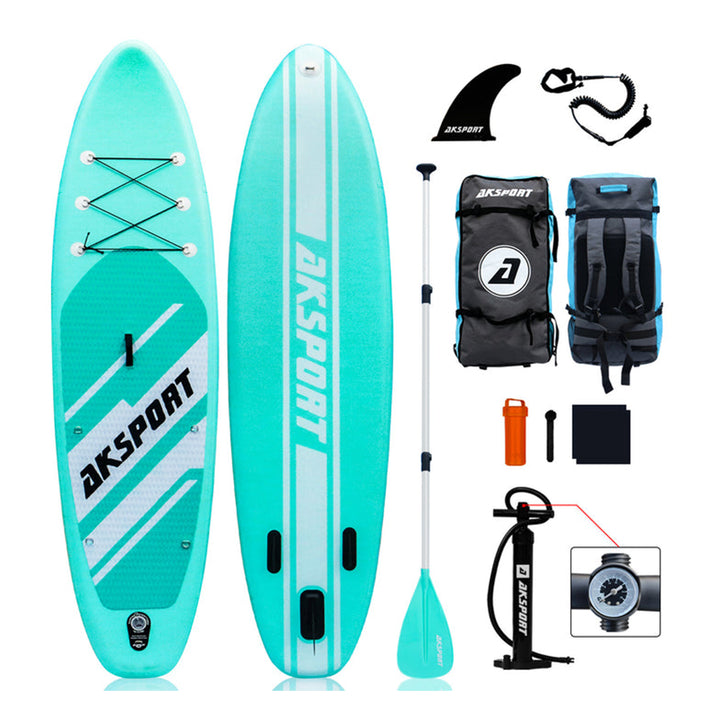 AKSPORT 10'6" Inflatable SUP All Around Stand Up Paddle Board Kit (Open Box)