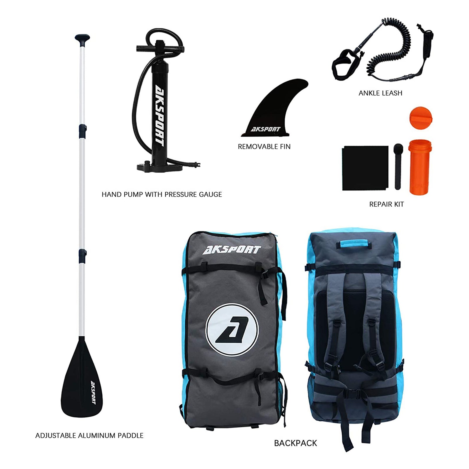 AKSPORT 10'6" Inflatable SUP All Around Stand Up Paddle Board Kit (Open Box) - VMInnovations