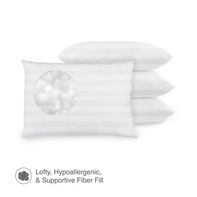 BioPEDIC Eco Classic 250 Thread Count Cotton Cover Standard Bed Pillow, 4 Pack