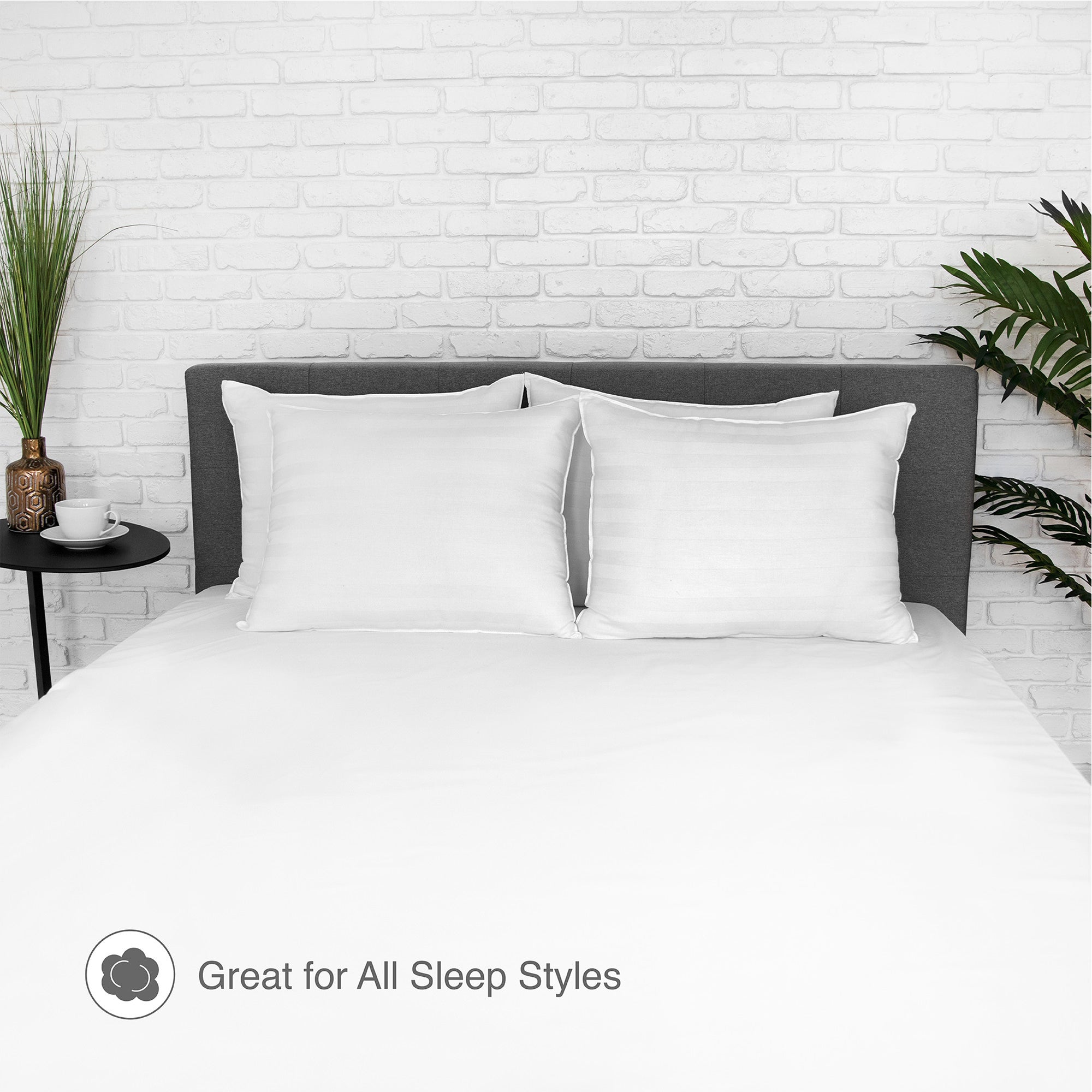 BioPEDIC Eco Classic 250 Thread Count Cotton Cover Standard Bed Pillow, 4 Pack