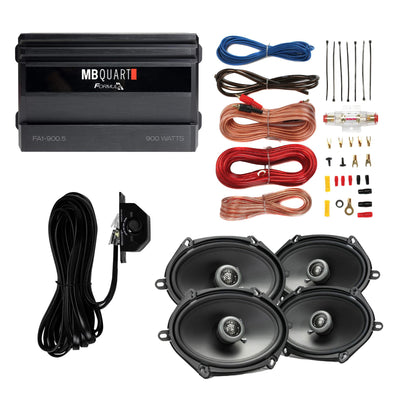 MB Quart Car Amp w/ Maxxsonics 2-Way Speakers 2-Pack & Soundstorm AKS8 Wire Kit - VMInnovations