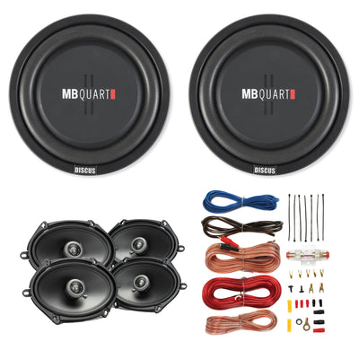 MB Quart DS1-304 Subwoofer 2-Pack with 2-Way Speakers 2-Pack and AKS8 Wiring Kit - VMInnovations