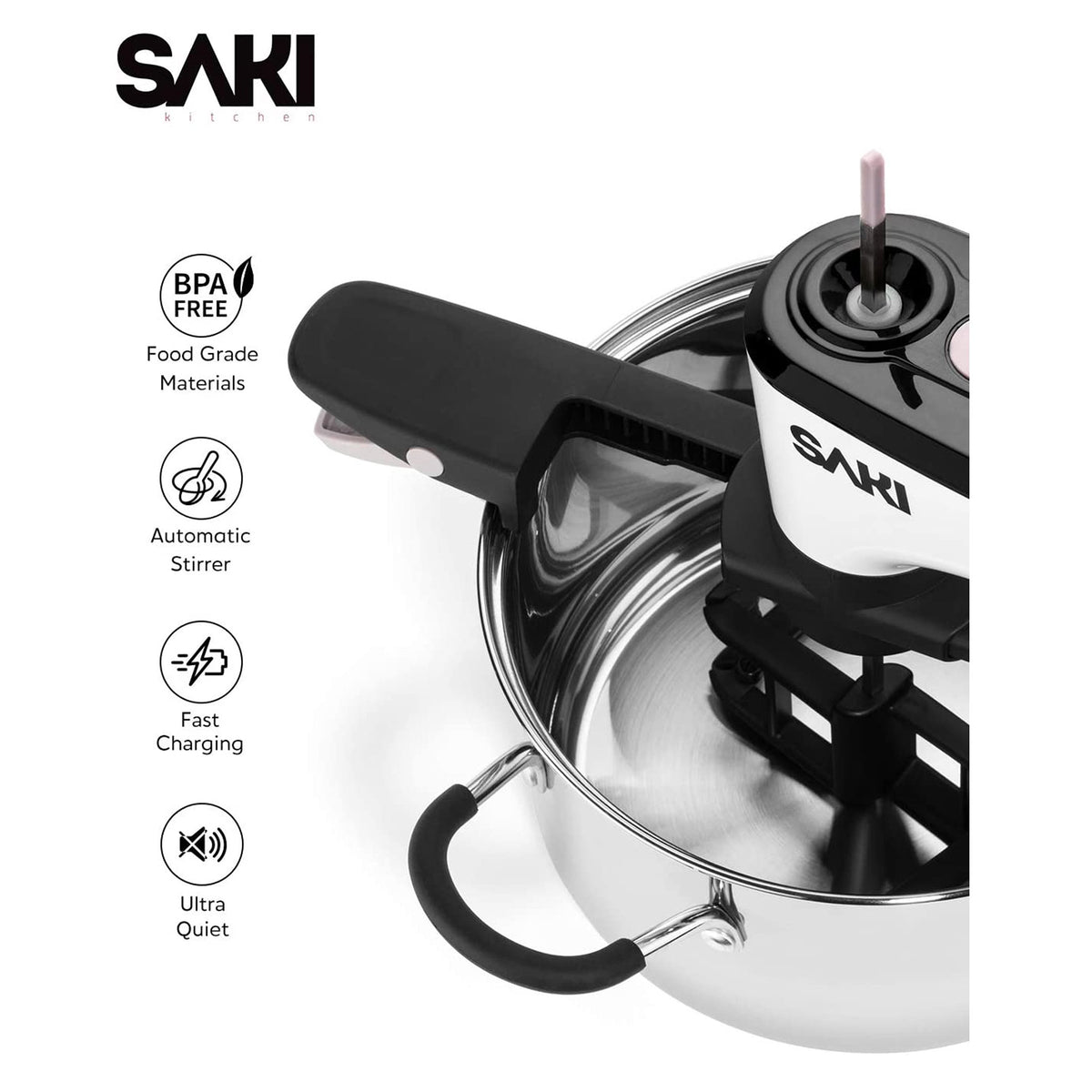Saki Adjustable Speed Automatic Electric Cordless Hands Free Cooking Pot Stirrer