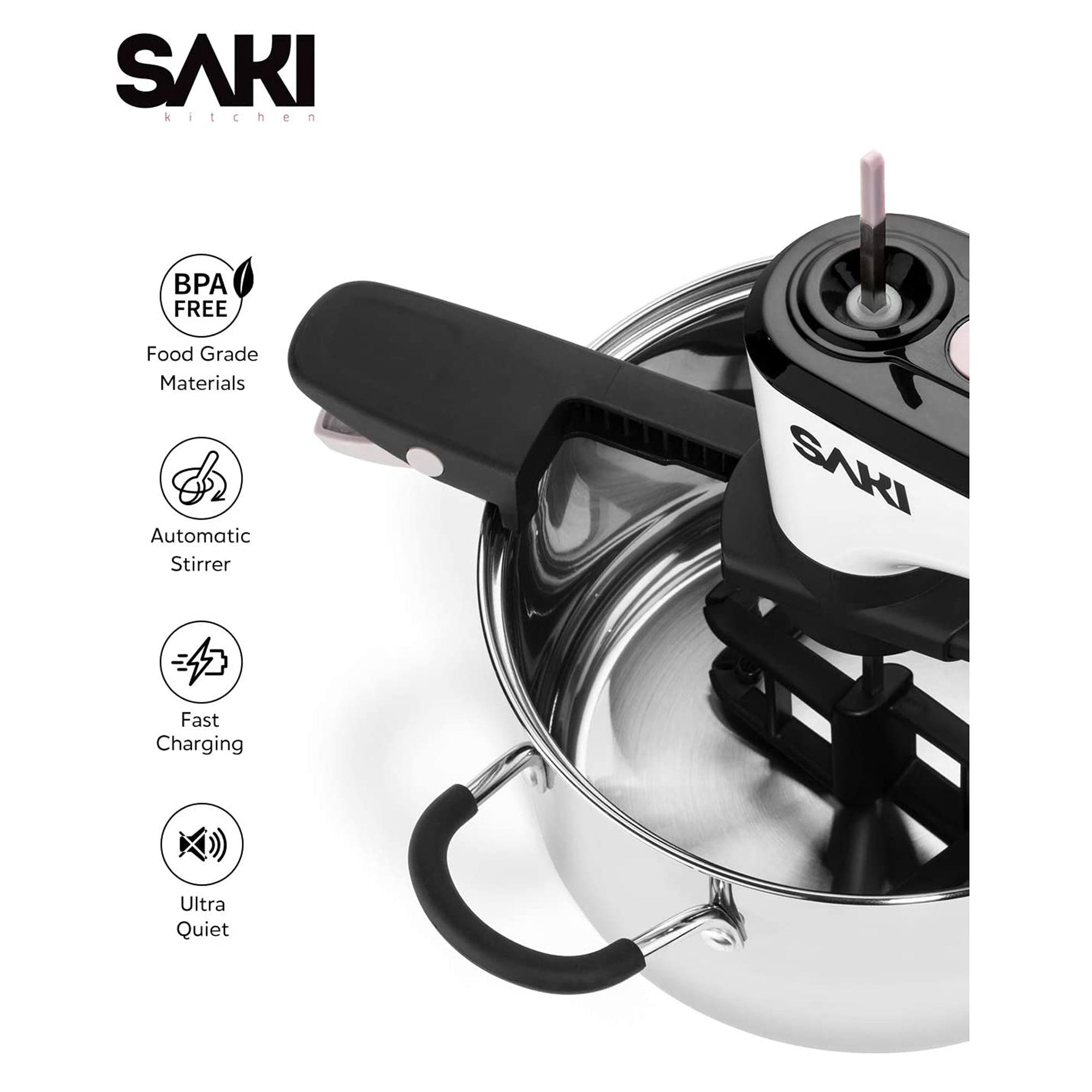 Saki Adjustable Speed Automatic Electric Cordless Hands Free Cooking Pot Stirrer - VMInnovations