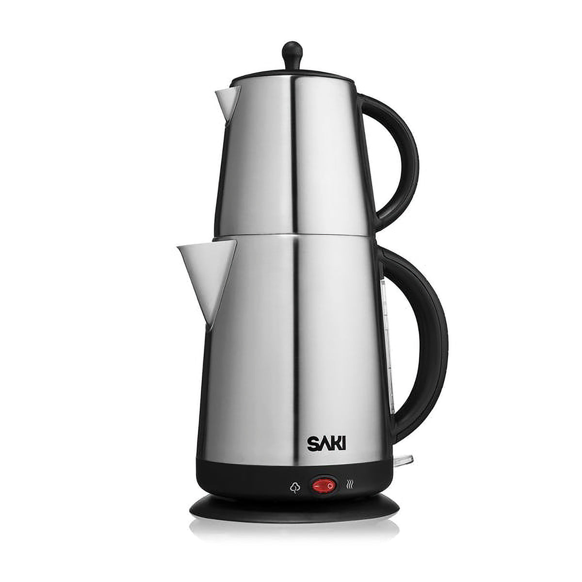Saki 1.7 Liter Double Electric Turkish Tea Maker with Removable Infuser, Silver