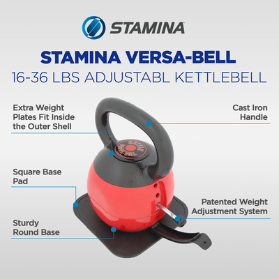 Stamina Products 05-3036 Versa Bell 16 to 36 Pound Adjustable Kettlebell Set - VMInnovations