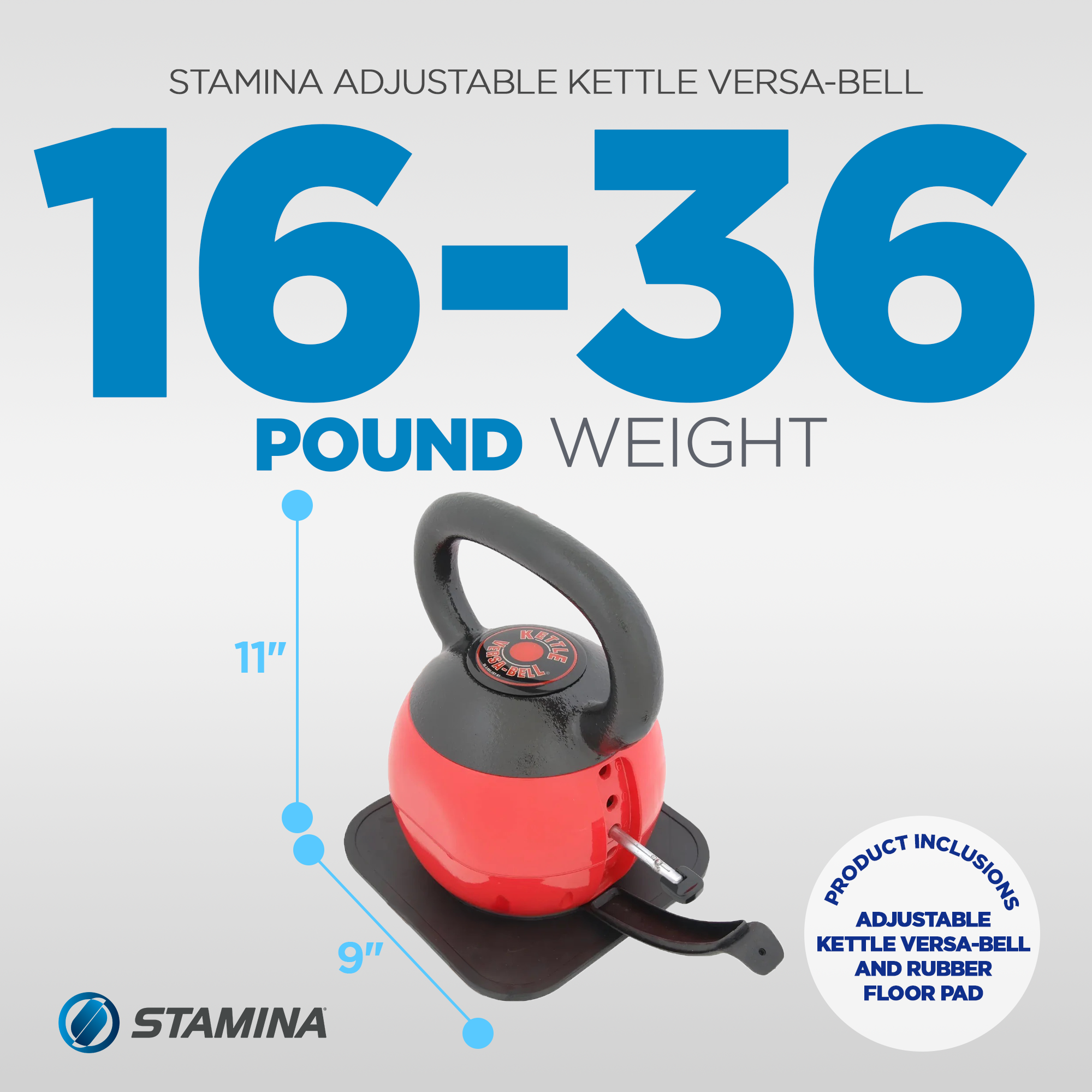 Stamina Products 05-3036 Versa Bell 16 to 36 Pound Adjustable Kettlebell Set - VMInnovations