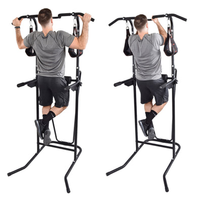 1698 Freestanding Adjustable Full Body Steel Power Tower, Black (Used) - VMInnovations