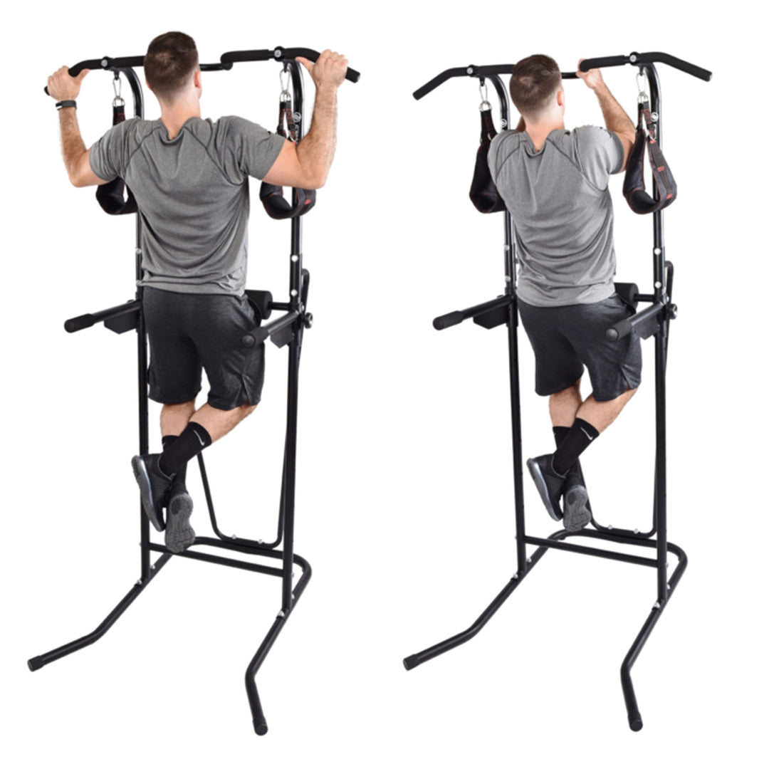 1698 Freestanding Adjustable Full Body Steel Power Tower, Black (Used) - VMInnovations