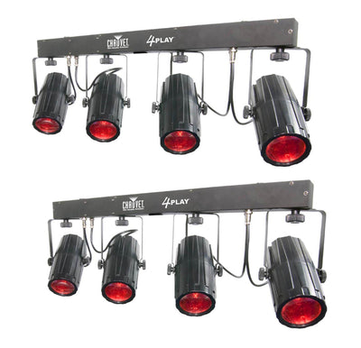 (2) CHAUVET 4PLAY LED DMX Moonflower Light Beam Bar Effect Systems + Travel Bags