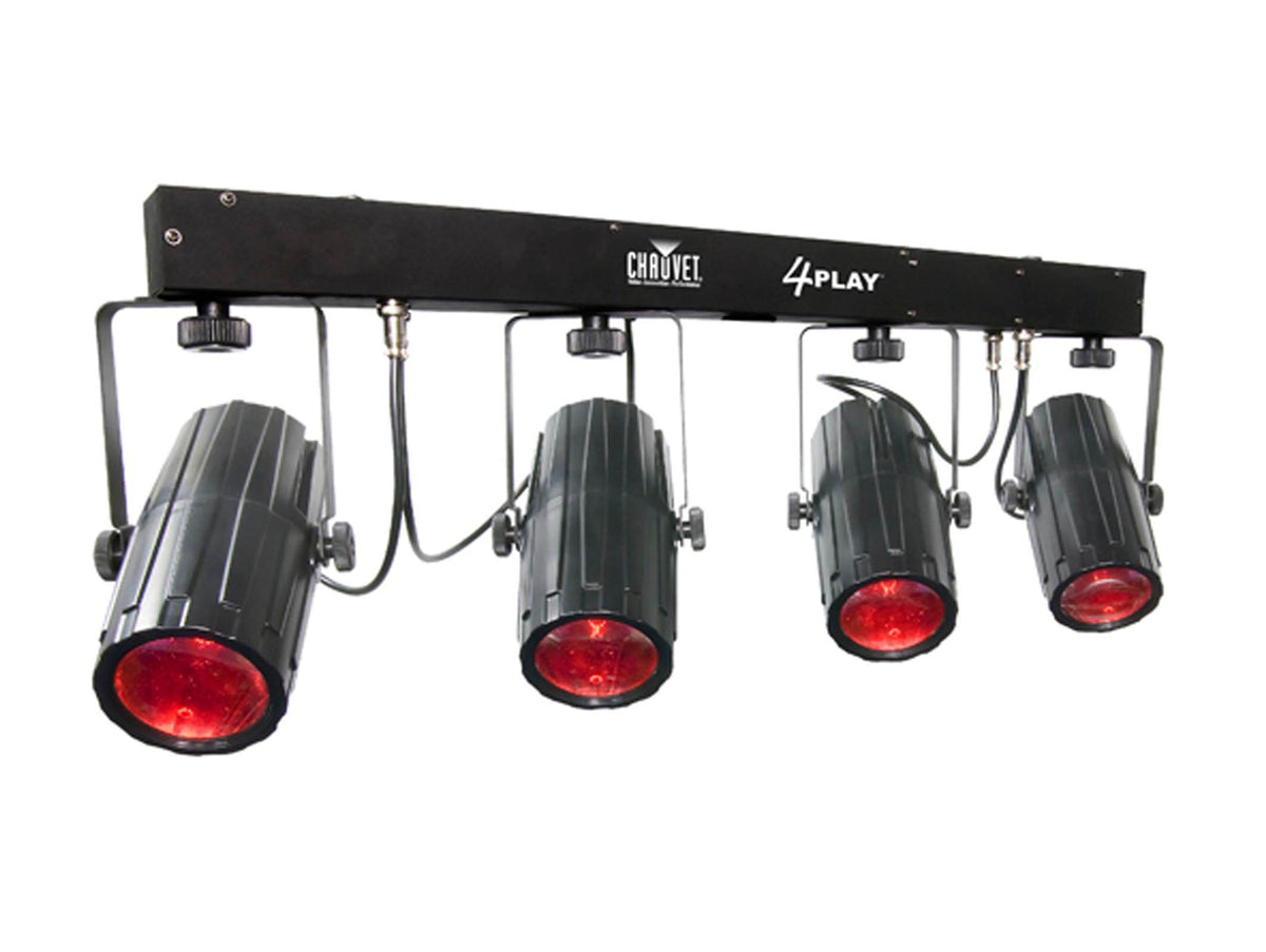 (2) CHAUVET 4PLAY LED DMX Moonflower Light Beam Bar Effect Systems + Travel Bags
