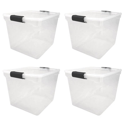 Homz  Large Clear Stackable Storage Container Bin, 31 Quart, 4 Count (Used)