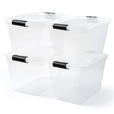 Homz  Large Clear Stackable Storage Container Bin, 31 Quart, 4 Count (Used) - VMInnovations