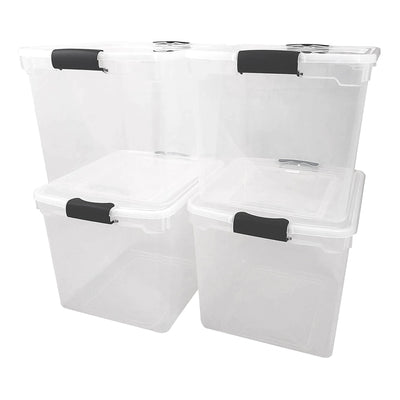 Homz  Large Clear Stackable Storage Container Bin, 31 Quart, 4 Count (Used)