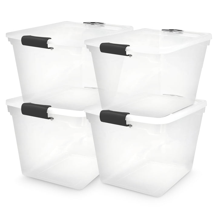 Homz  Large Clear Stackable Storage Container Bin, 31 Quart, 4 Count (Used)