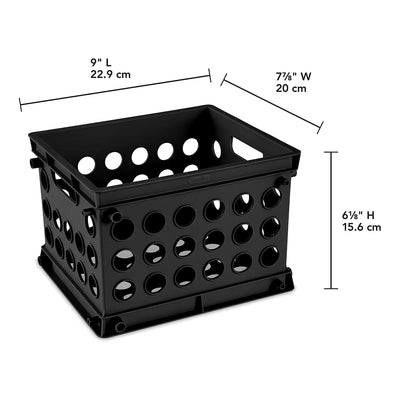 Sterilite Mini Crate Stackable Plastic Storage Bin Organizer w/ Handles, 1 Pack - VMInnovations