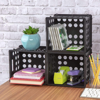 Sterilite Mini Crate Stackable Plastic Storage Bin Organizer w/ Handles, 1 Pack - VMInnovations