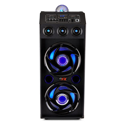 QFX Bluetooth High Power PA System w/ Blue LED Lights & Mic Inputs (For Parts)