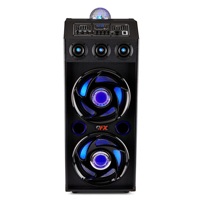 QFX Bluetooth High Power PA System w/ Blue LED Lights & Mic Inputs (For Parts)