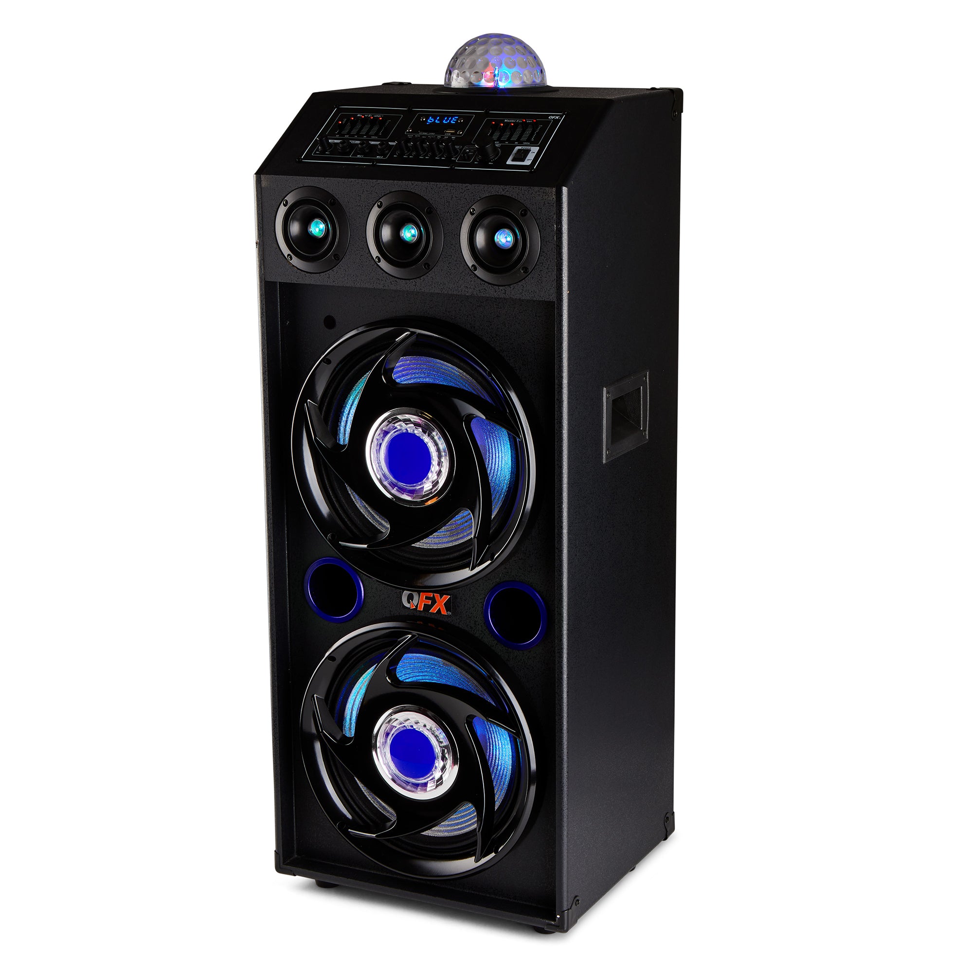 QFX Bluetooth High Power PA System w/ Blue LED Lights & Mic Inputs (For Parts)