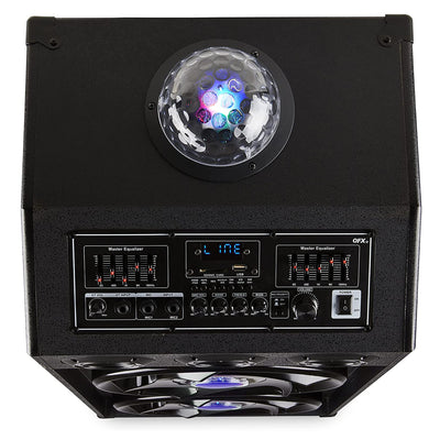 QFX Bluetooth High Power PA System w/ Blue LED Lights & Mic Inputs (For Parts)