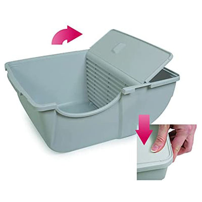 Omega Paw Roll 'n Clean Self Cleaning Litter Box for Regular Sized Cats, Pewter