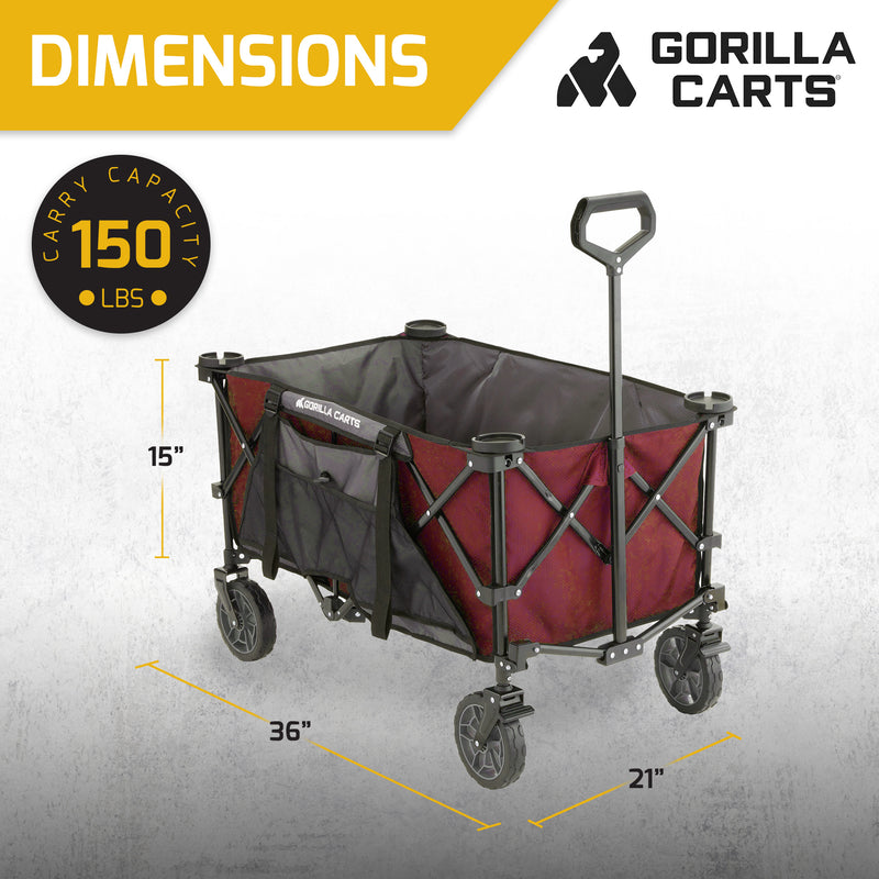 Gorilla Carts 7 Cubic Feet Foldable Utility Beach Wagon w/ Oversized Bed (Used)