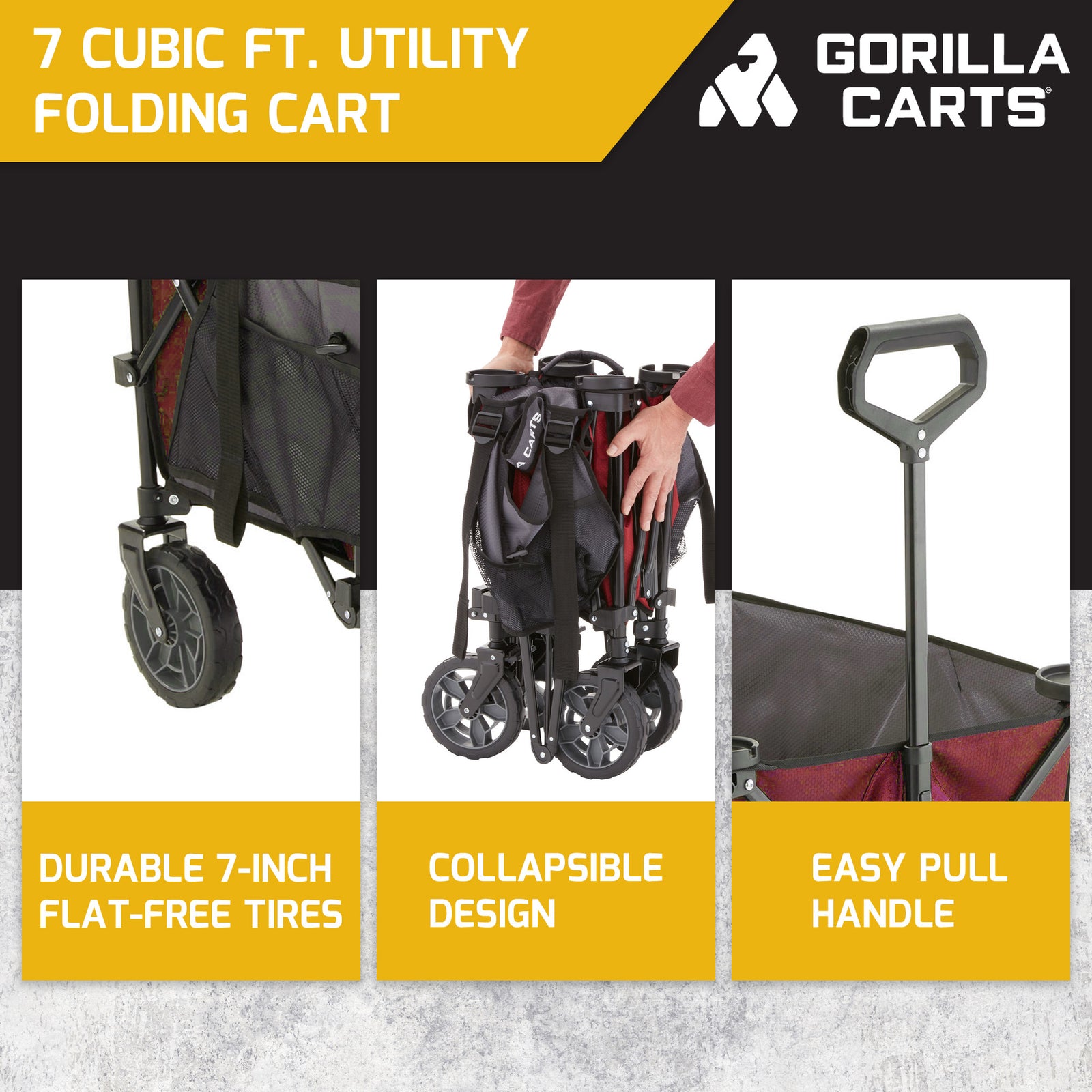 Gorilla Carts 7 Cubic Ft Foldable Utility Beach Wagon w/ Oversized Bed(Open Box) - VMInnovations