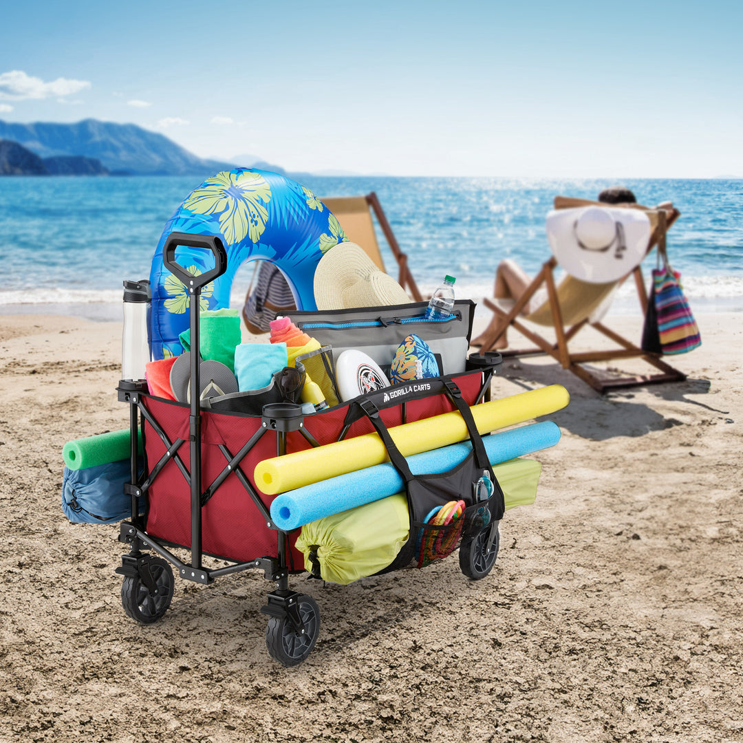 Gorilla Carts 7 Cubic Ft Foldable Utility Beach Wagon w/ Oversized Bed(Open Box) - VMInnovations