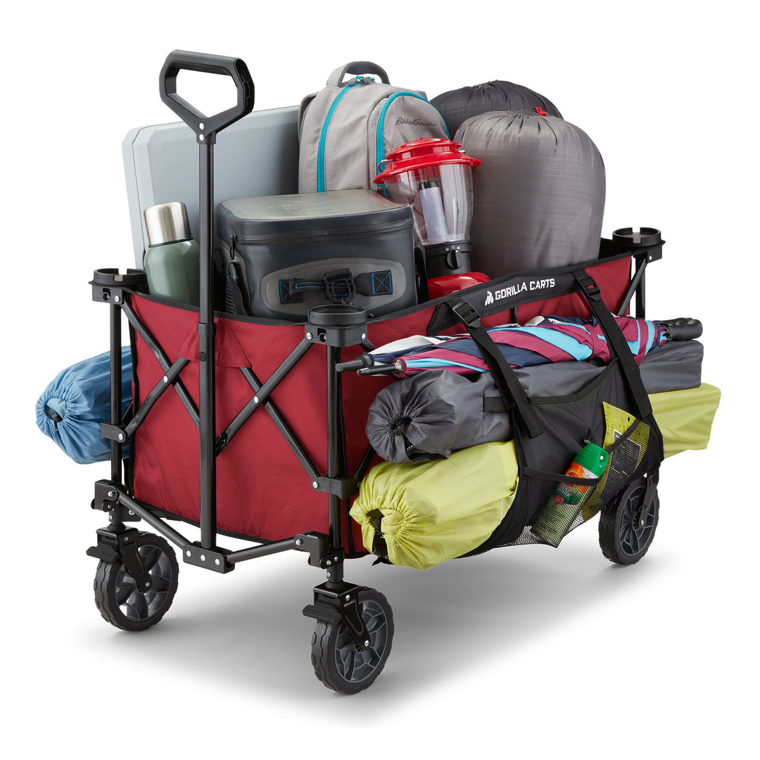 Gorilla Carts 7 Cubic Feet Foldable Utility Beach Wagon w/ Bed, Red (For Parts) - VMInnovations