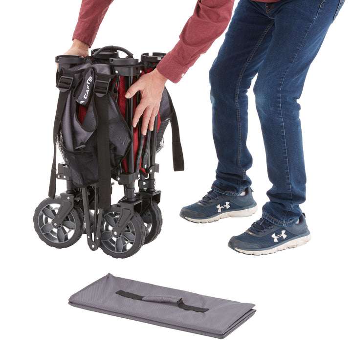 Gorilla Carts 7 Cubic Feet Foldable Utility Beach Wagon w/ Bed, Red (For Parts) - VMInnovations