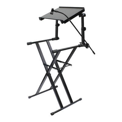 Odyssey Case 2 Tier DJ X Stand Combo Pack with Mic Boom and Top Shelf, Black - VMInnovations