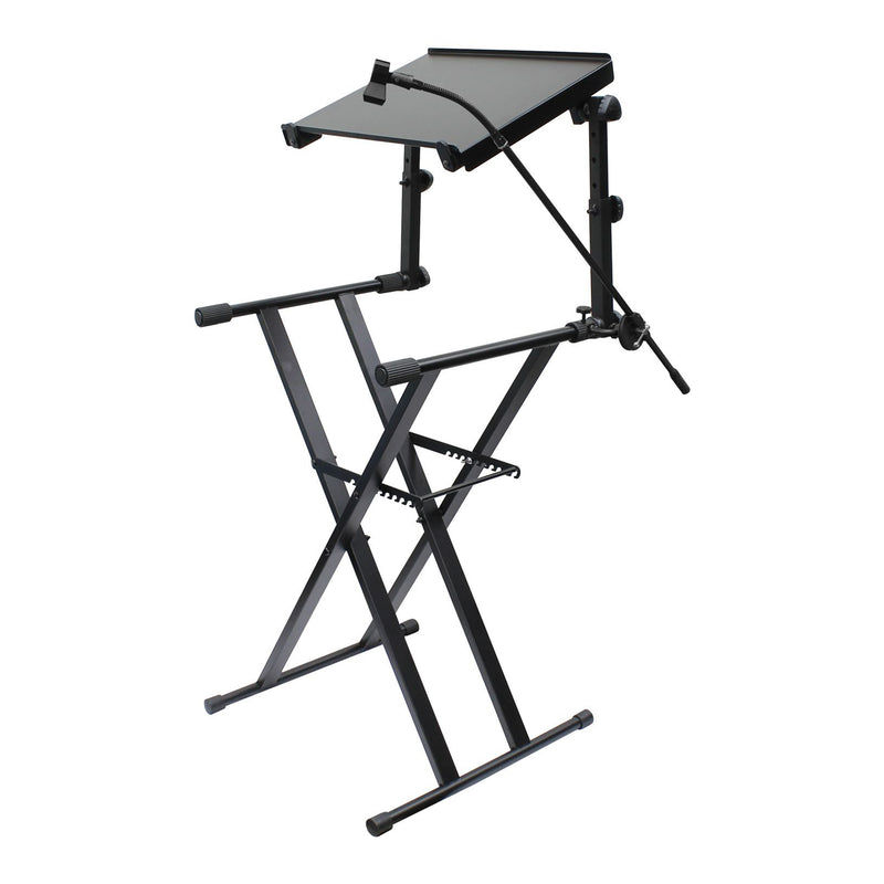 Odyssey Case 2 Tier DJ X Stand Combo Pack with Mic Boom & Top Shelf, Black(Used)