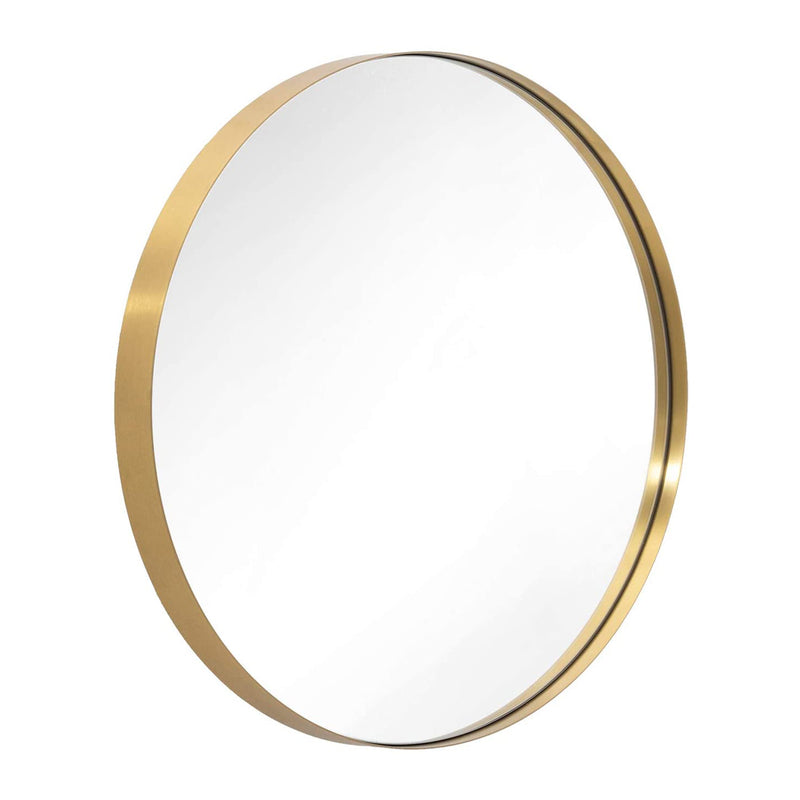 ANDY STAR 30" Round Circle Mirror with Stainless Steel Metal Frame, Gold (Used)