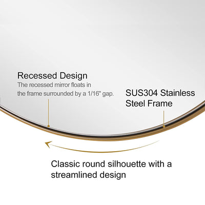 ANDY STAR 30" Round Circle Mirror with Stainless Steel Metal Frame, Gold (Used) - VMInnovations
