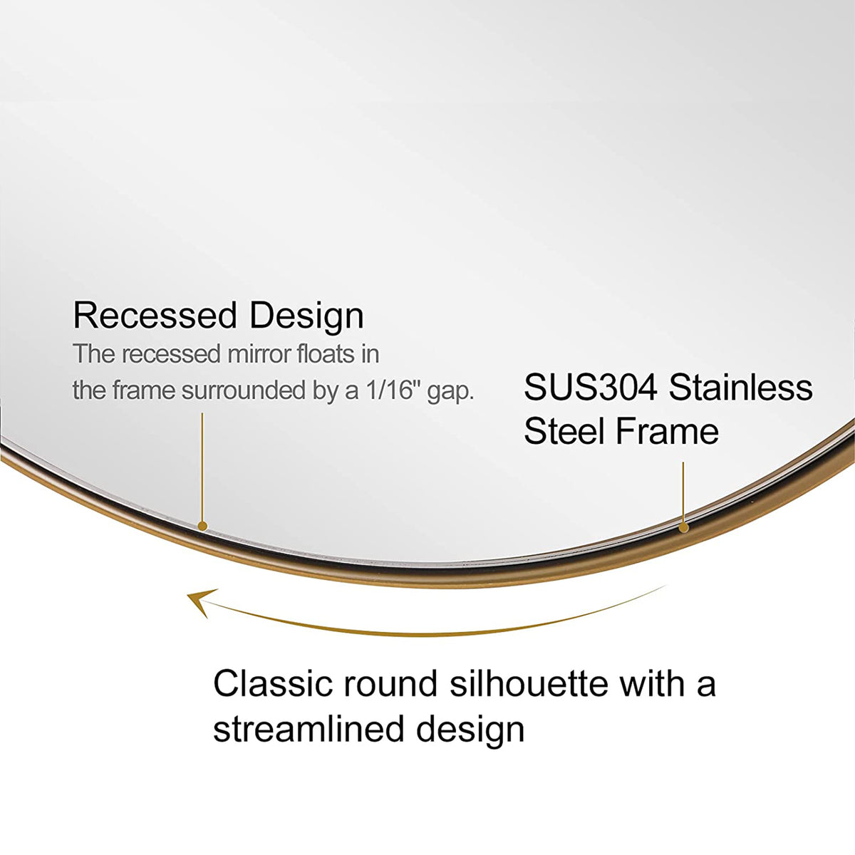 ANDY STAR 30" Round Circle Mirror with Stainless Steel Metal Frame, Gold (Used) - VMInnovations