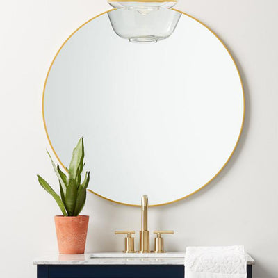 ANDY STAR 30" Round Circle Mirror with Stainless Steel Metal Frame, Gold (Used) - VMInnovations