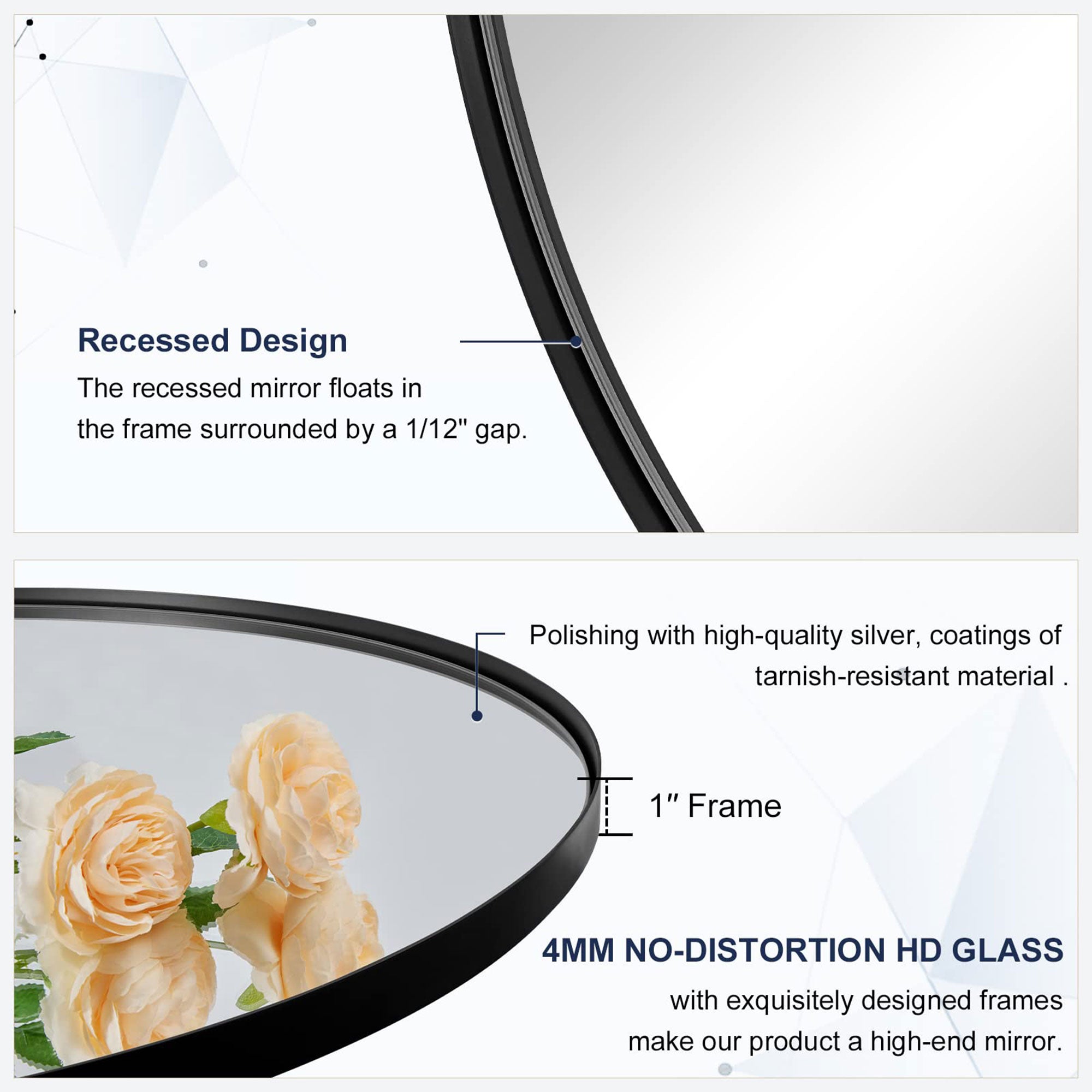 ANDY STAR 30" Round Circle Mirror with Stainless Steel Metal Frame, Black (Used) - VMInnovations
