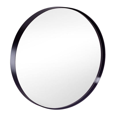 ANDY STAR 30 Inch Round Circle Mirror with Stainless Steel Metal Frame, Black