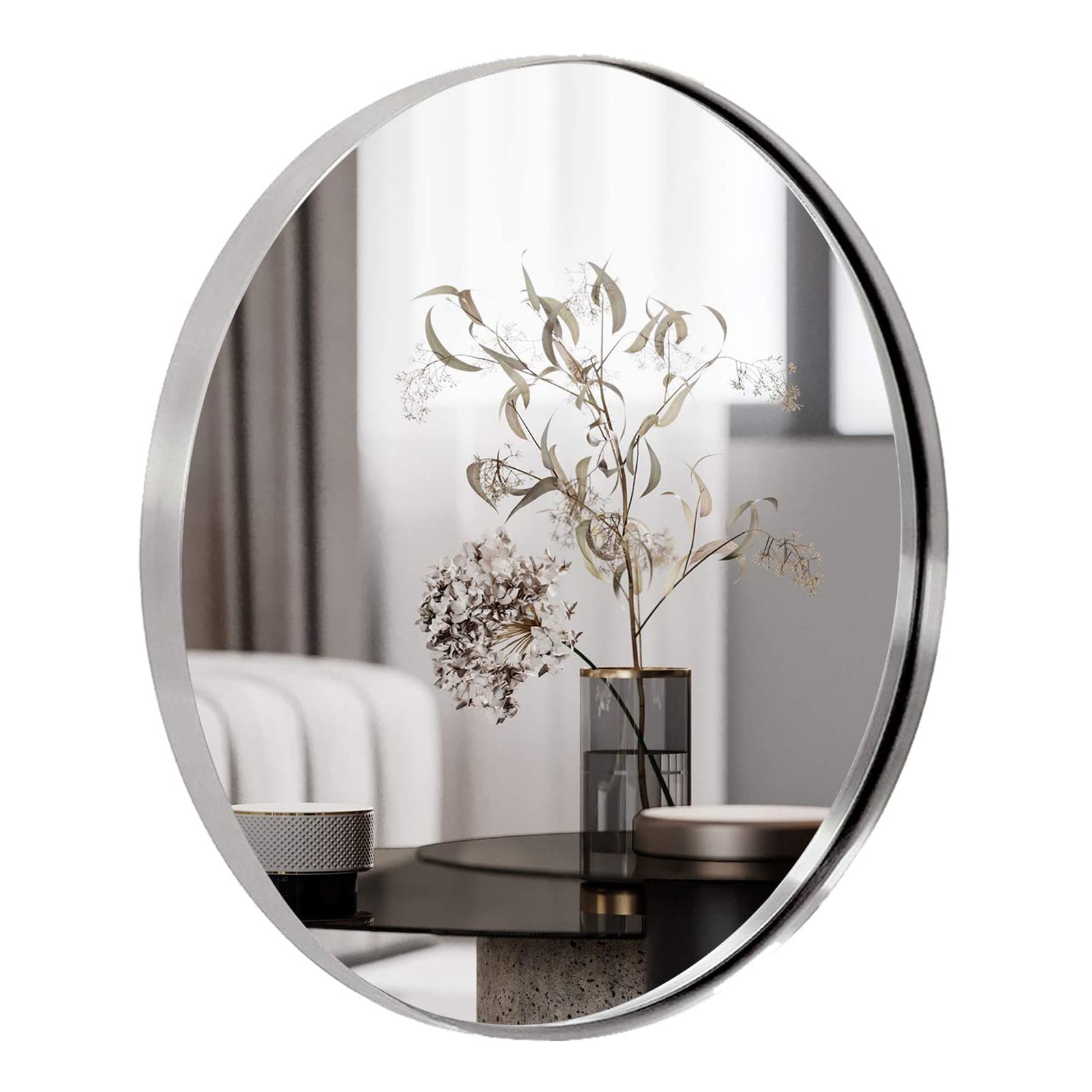 ANDY STAR 30 In Round Circle Mirror with Stainless Steel Metal Frame (Open Box) - VMInnovations