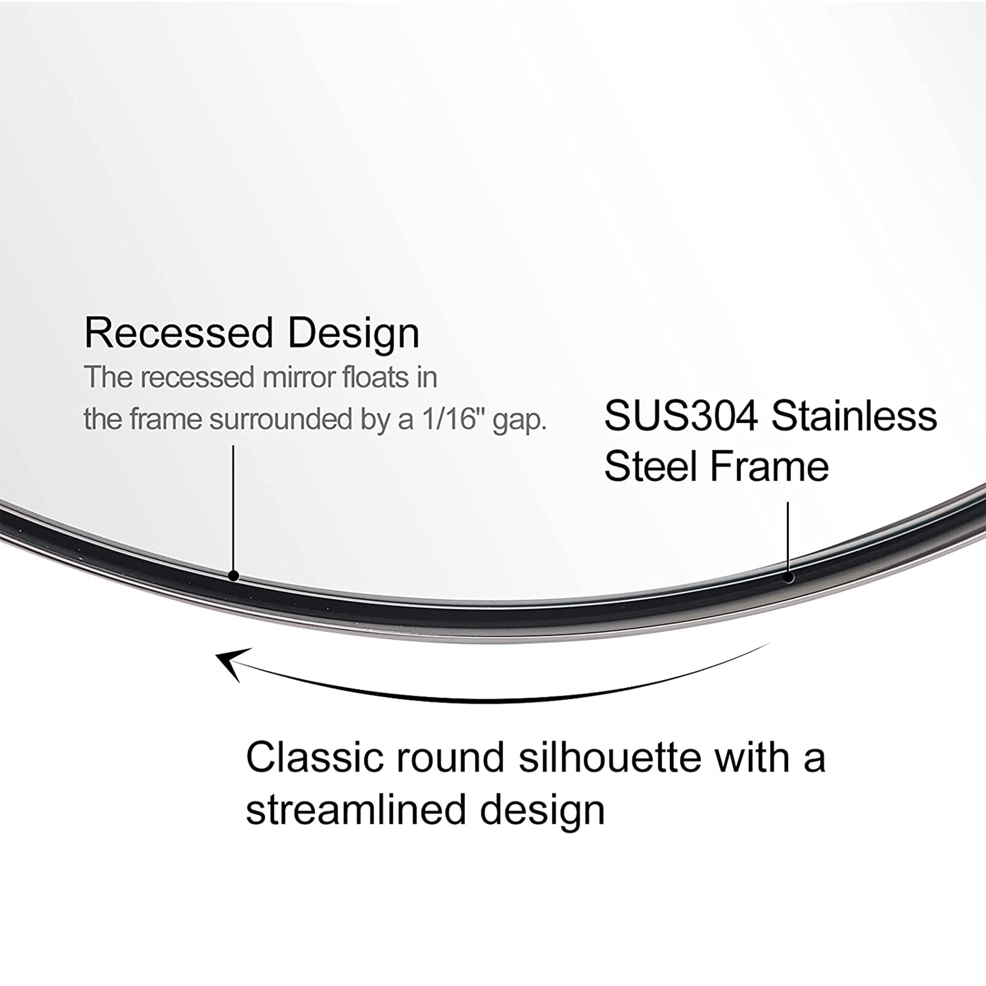 ANDY STAR 30 In Round Circle Mirror with Stainless Steel Metal Frame (Open Box) - VMInnovations