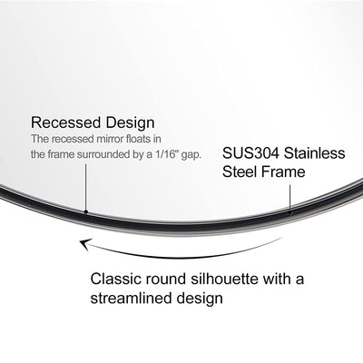 ANDY STAR 30 In Round Circle Mirror with Stainless Steel Metal Frame (Open Box) - VMInnovations