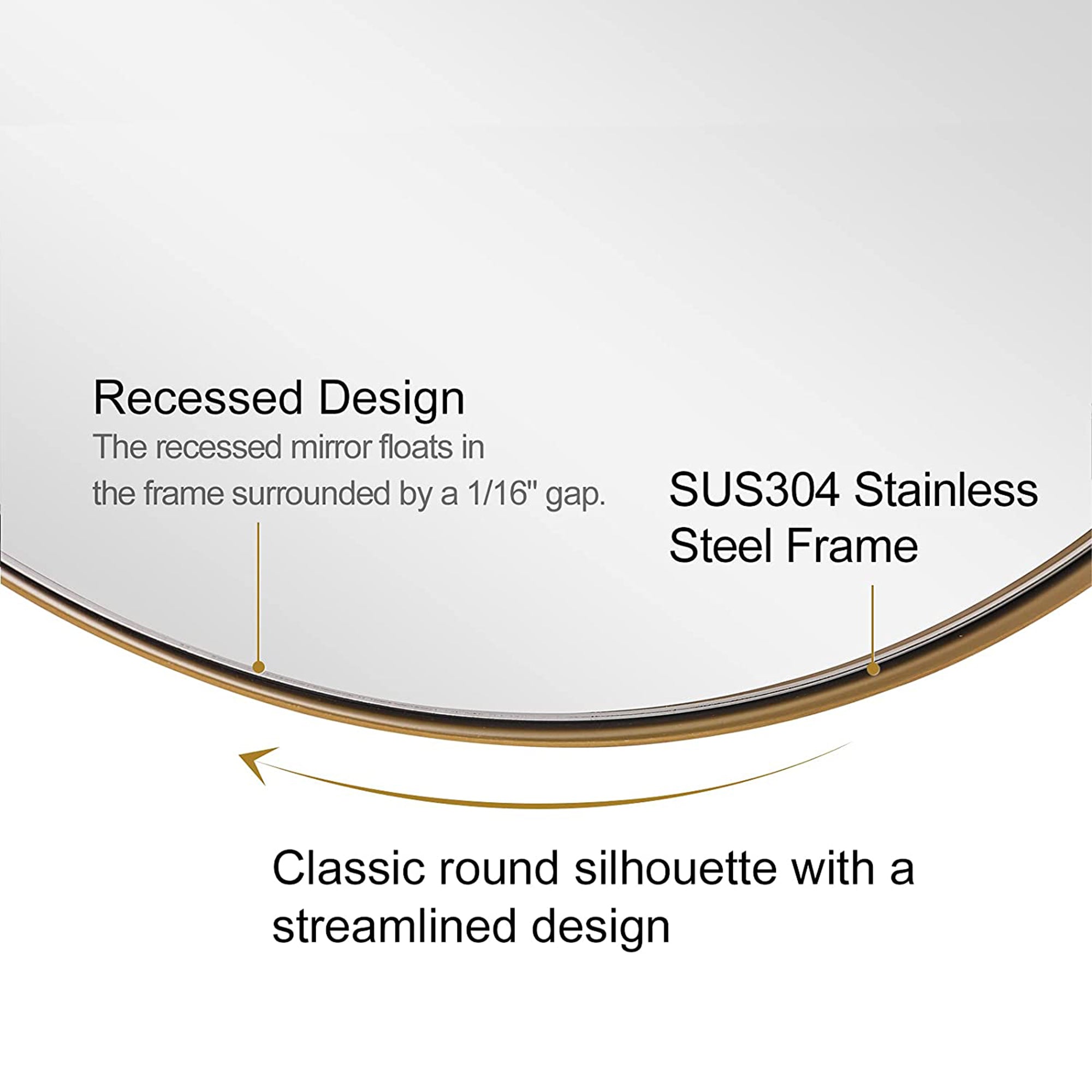 ANDY STAR 24 Inch Round Circle Mirror w/ Stainless Steel Metal Frame (Open Box) - VMInnovations