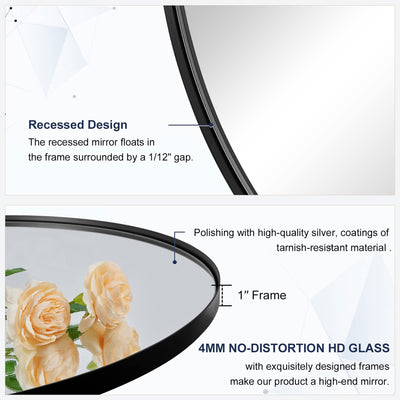 ANDY STAR Modern 24 x 36 Inch Oval Wall Hanging Bathroom Mirror, Black(Open Box) - VMInnovations